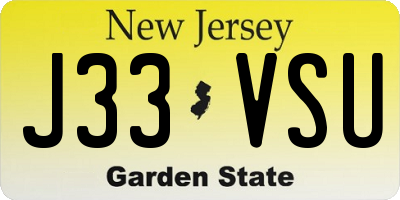 NJ license plate J33VSU