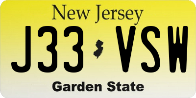 NJ license plate J33VSW
