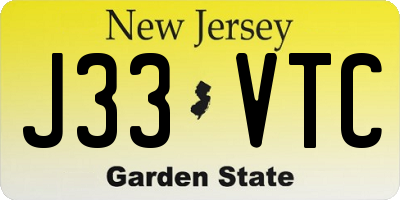NJ license plate J33VTC