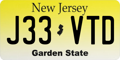 NJ license plate J33VTD