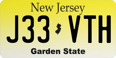 NJ license plate J33VTH