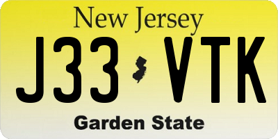 NJ license plate J33VTK