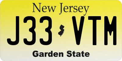 NJ license plate J33VTM