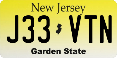 NJ license plate J33VTN