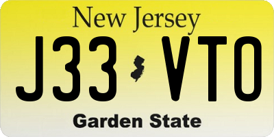 NJ license plate J33VTO