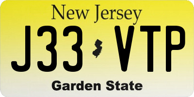 NJ license plate J33VTP