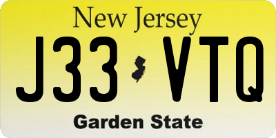 NJ license plate J33VTQ