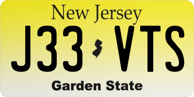 NJ license plate J33VTS