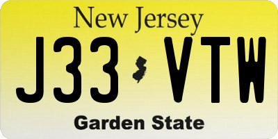 NJ license plate J33VTW