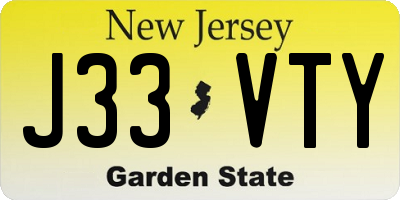 NJ license plate J33VTY