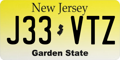 NJ license plate J33VTZ