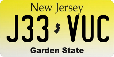 NJ license plate J33VUC