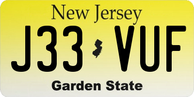 NJ license plate J33VUF