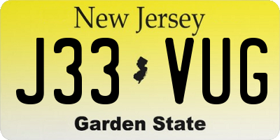 NJ license plate J33VUG