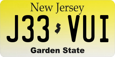 NJ license plate J33VUI