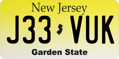 NJ license plate J33VUK
