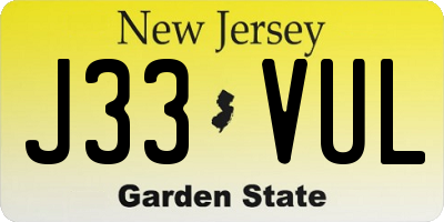 NJ license plate J33VUL