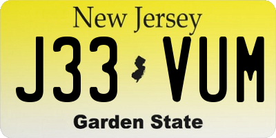 NJ license plate J33VUM