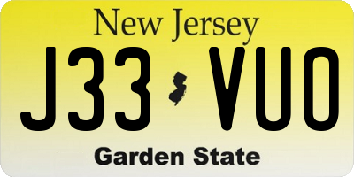 NJ license plate J33VUO