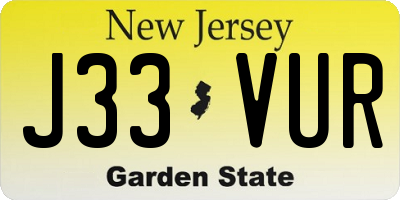 NJ license plate J33VUR