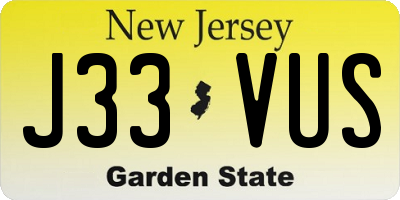 NJ license plate J33VUS