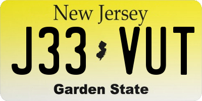 NJ license plate J33VUT