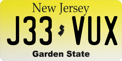 NJ license plate J33VUX