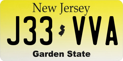 NJ license plate J33VVA