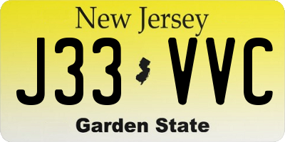 NJ license plate J33VVC