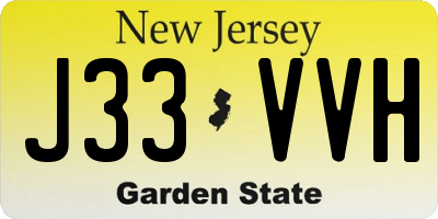 NJ license plate J33VVH