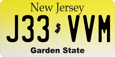 NJ license plate J33VVM