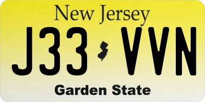 NJ license plate J33VVN