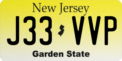 NJ license plate J33VVP