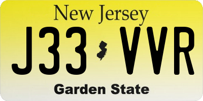 NJ license plate J33VVR