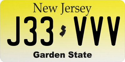 NJ license plate J33VVV