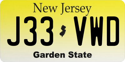 NJ license plate J33VWD
