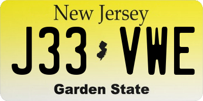 NJ license plate J33VWE