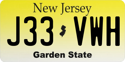 NJ license plate J33VWH