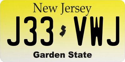 NJ license plate J33VWJ