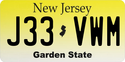 NJ license plate J33VWM