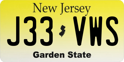 NJ license plate J33VWS