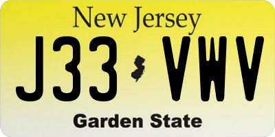 NJ license plate J33VWV