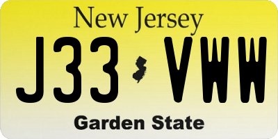 NJ license plate J33VWW