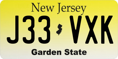 NJ license plate J33VXK