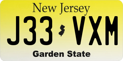 NJ license plate J33VXM