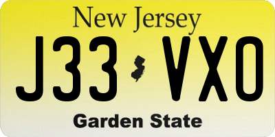 NJ license plate J33VXO