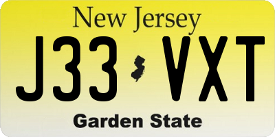 NJ license plate J33VXT