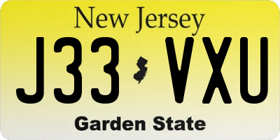 NJ license plate J33VXU