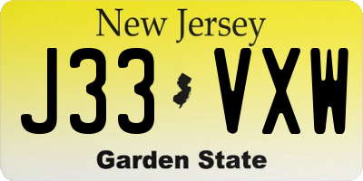NJ license plate J33VXW