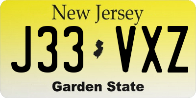 NJ license plate J33VXZ